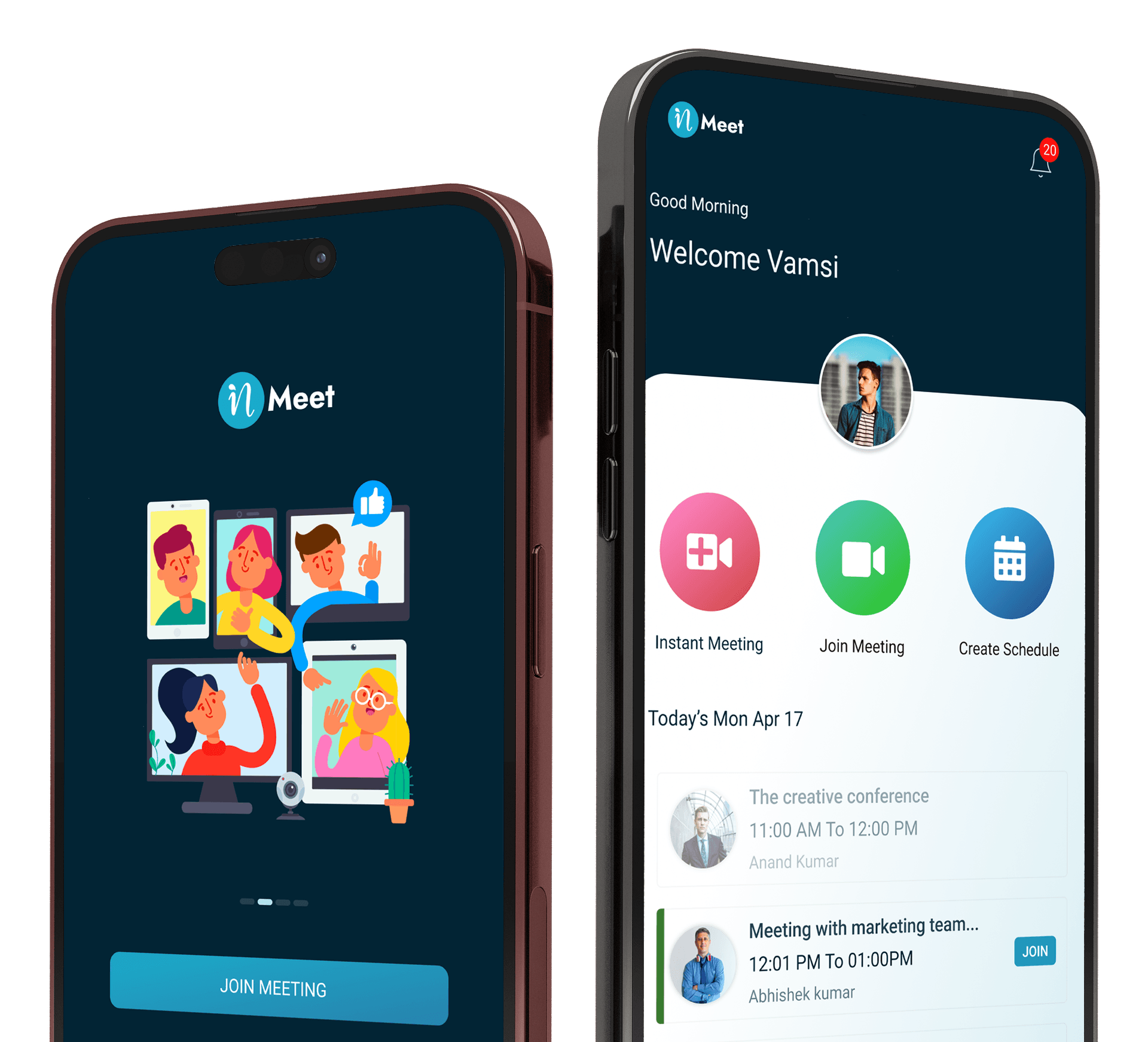 inMeet mobile app on iPhone 14 Pro